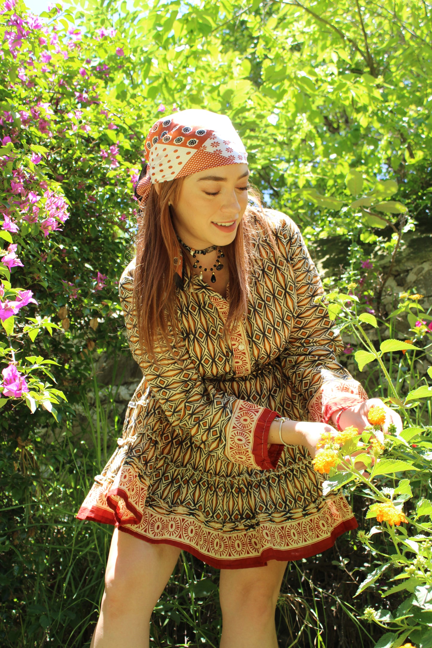Vestido tribal corto algodón