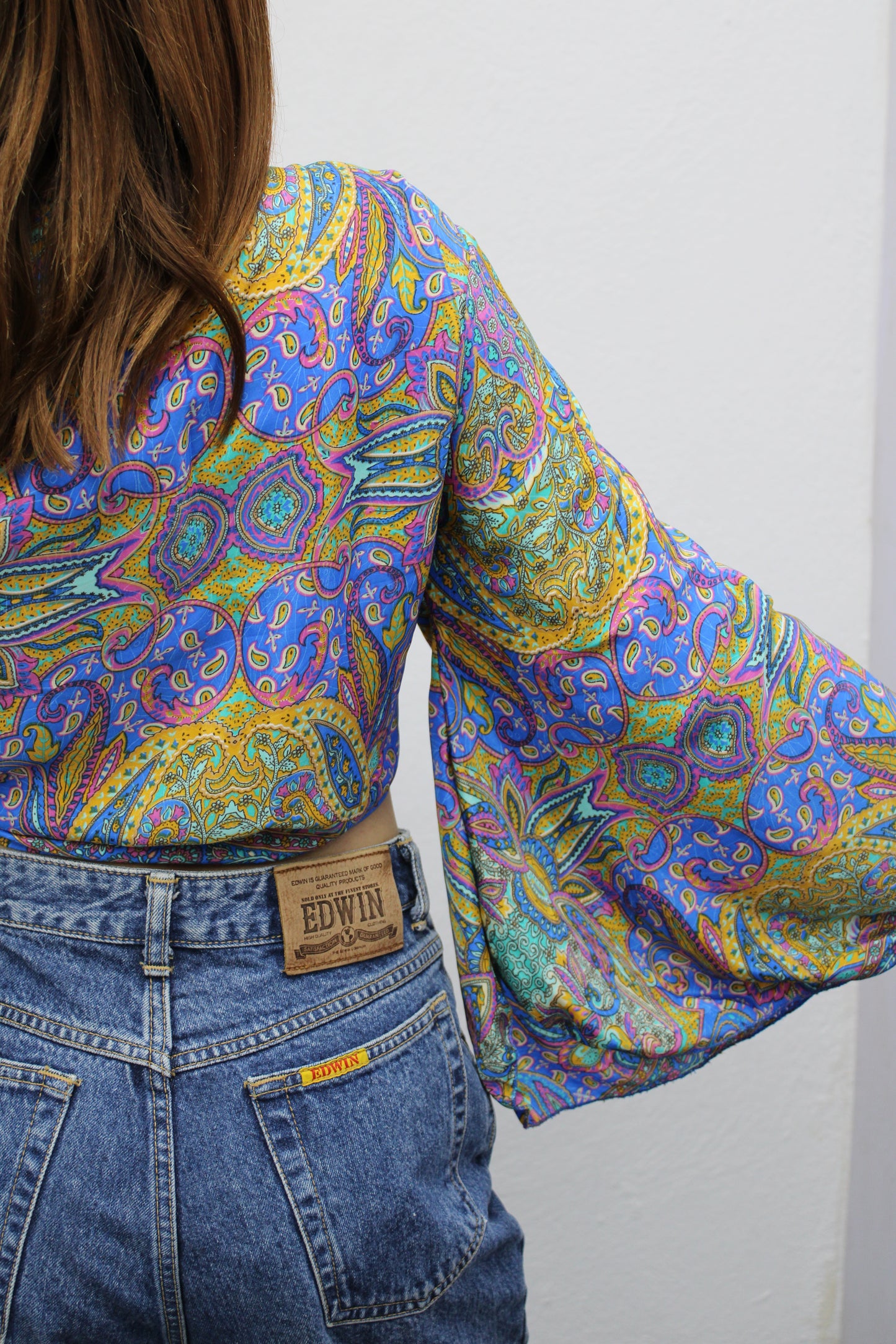 Blusa sesentera lila y verde