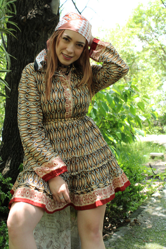 Vestido tribal corto algodón